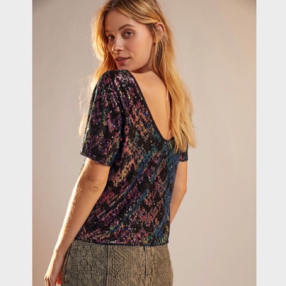 SANCTUARY FOR ANTHROPOLOGIE DINA SEQUINNED TOP - Picture 3 of 11